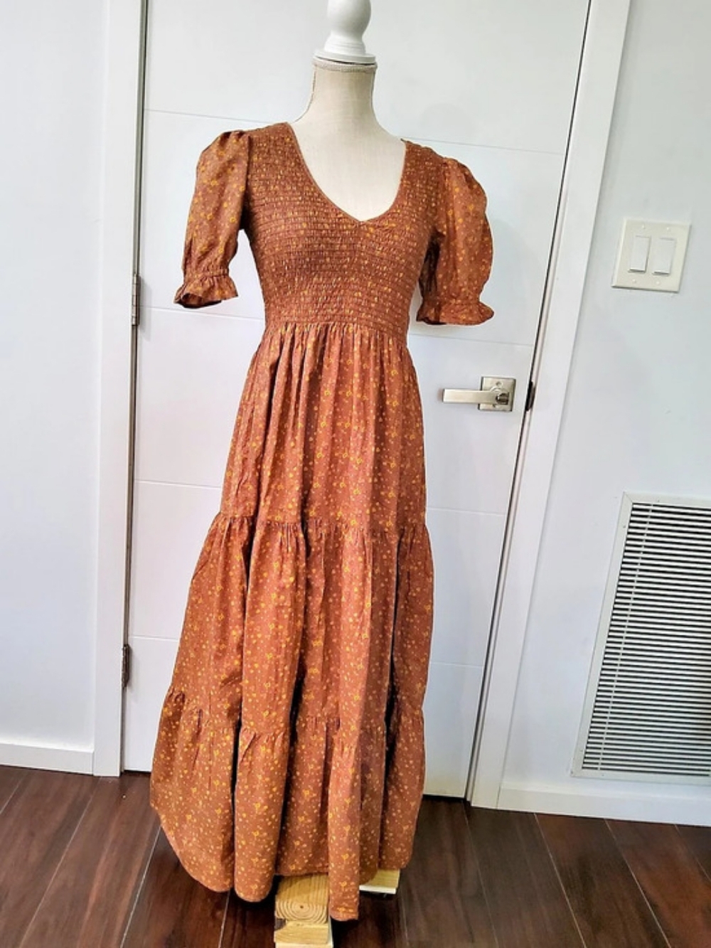 Christy Dawn The Brooklyn Magenta Blooming Vine Midi Dress Size S